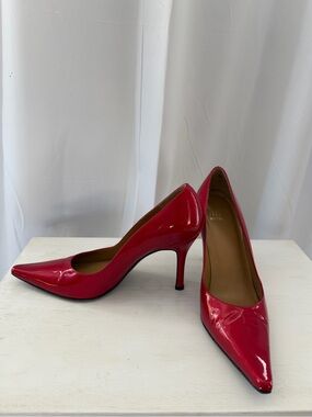Stuart Weitzman Red Patent Leather Pointed Toe Pumps - Size 8